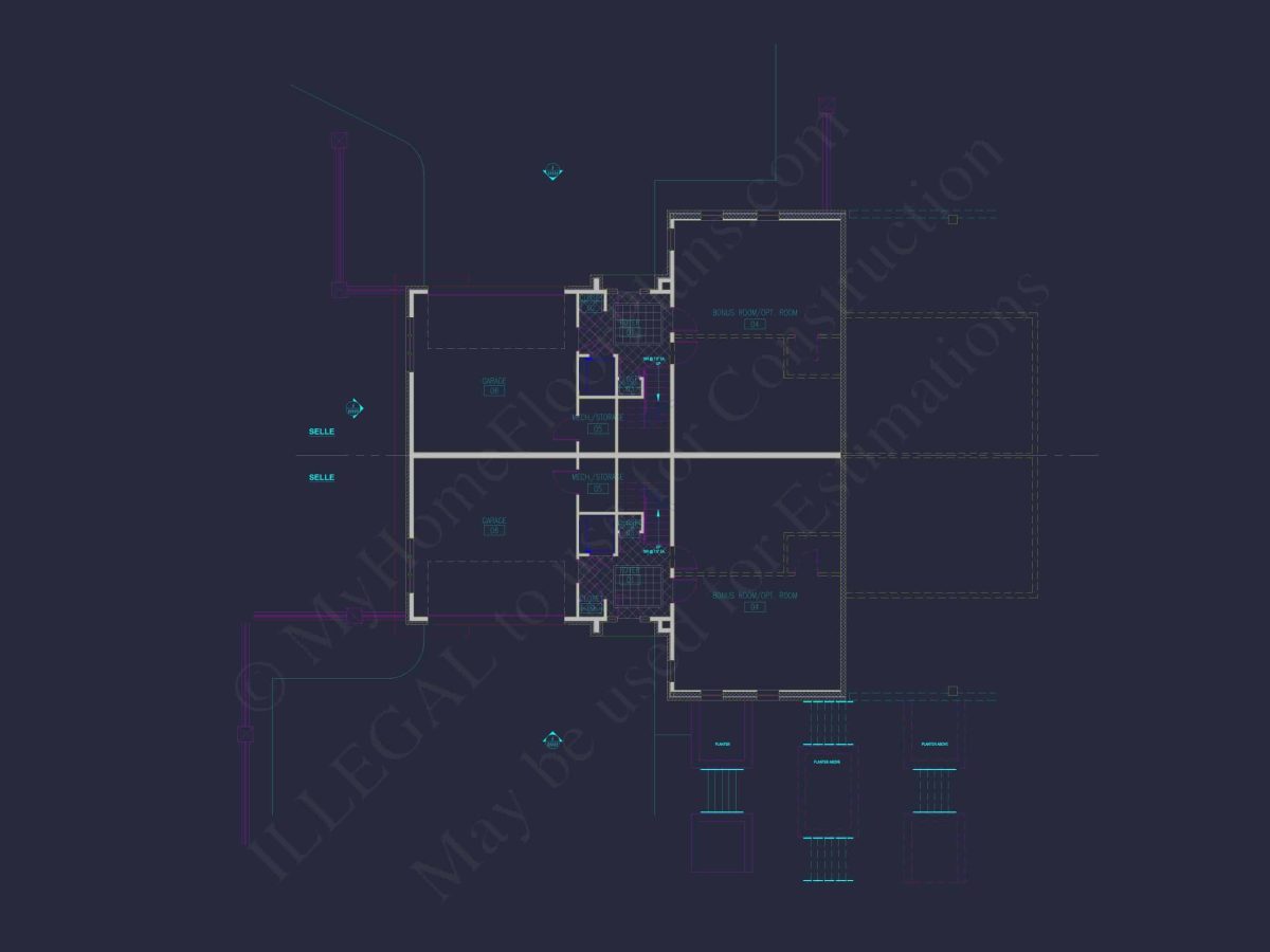 Modern Duplex Home Plan with Open Floor Plan & Detailed CAD Designs