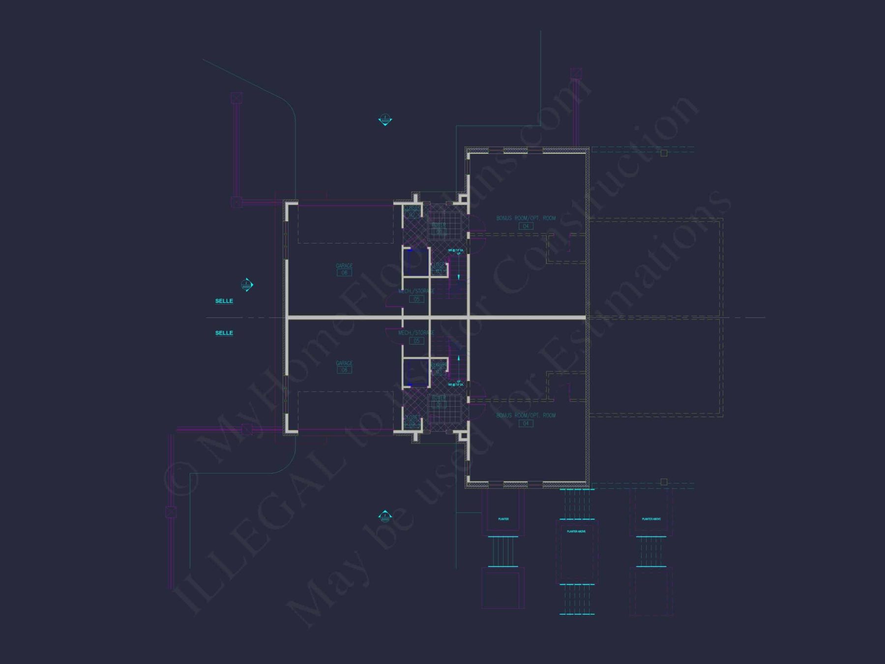 Modern Duplex Home Plan with Open Floor Plan & Detailed CAD Designs