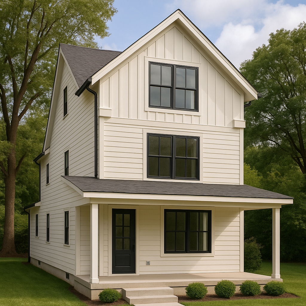 Efficient 3-Story House Plan with Craftsman Charm and CAD Blueprints