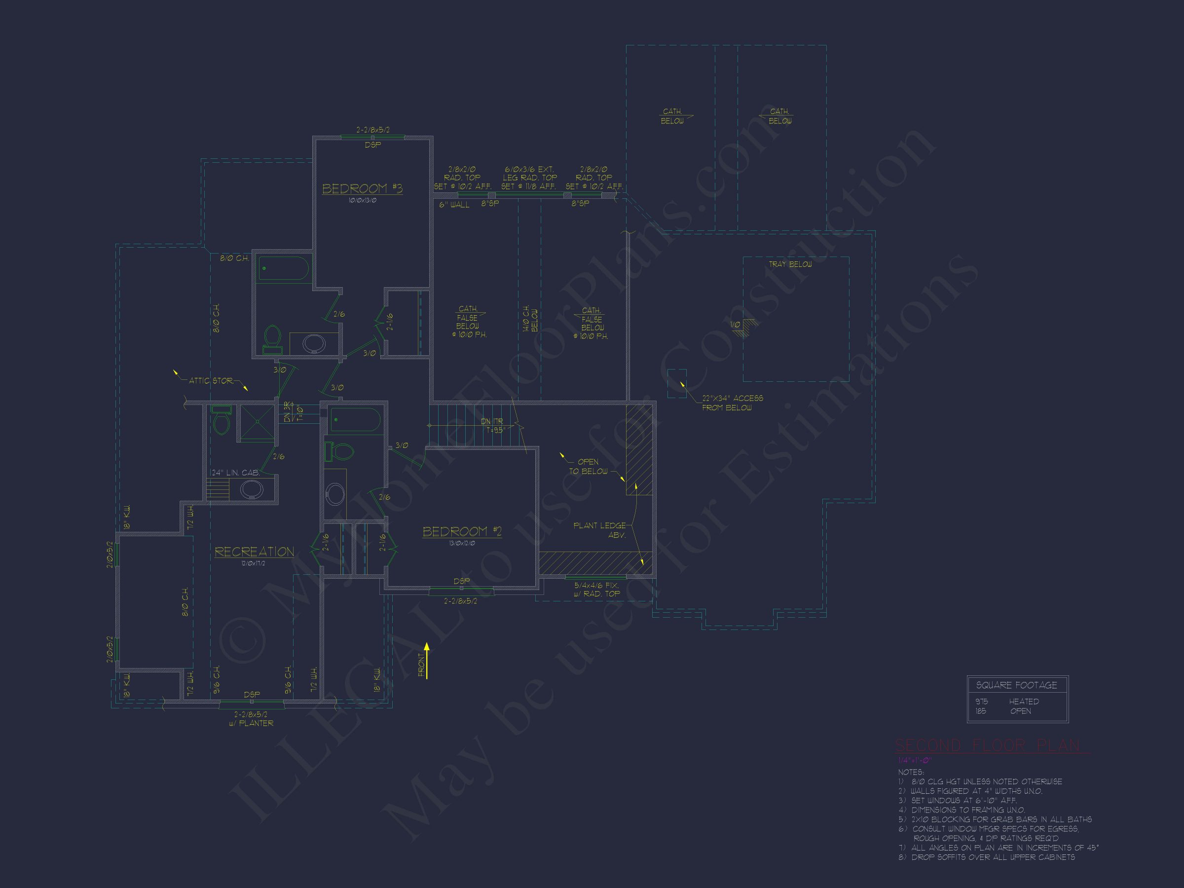 Spacious Home Plan with 2 Stories, 3 Bedrooms & CAD Designs