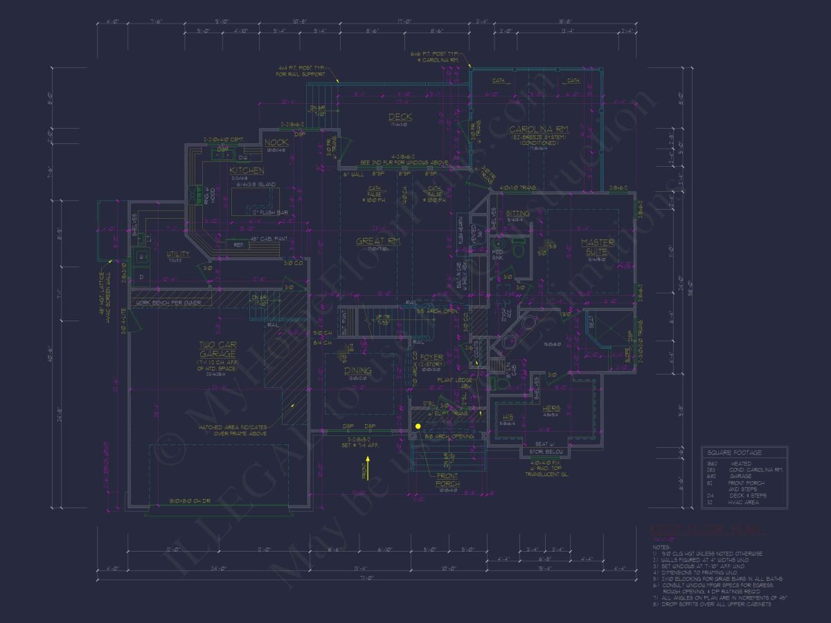 Spacious Home Plan with 2 Stories, 3 Bedrooms & CAD Designs