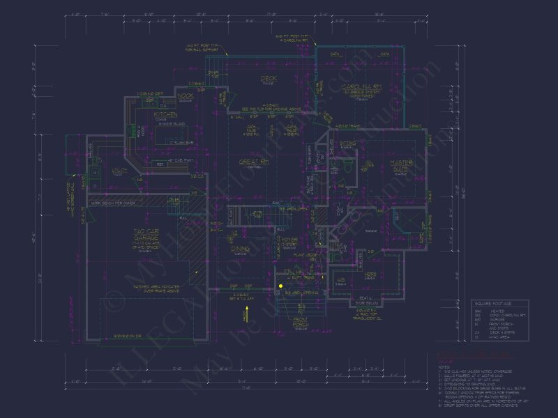 Spacious Home Plan with 2 Stories, 3 Bedrooms & CAD Designs