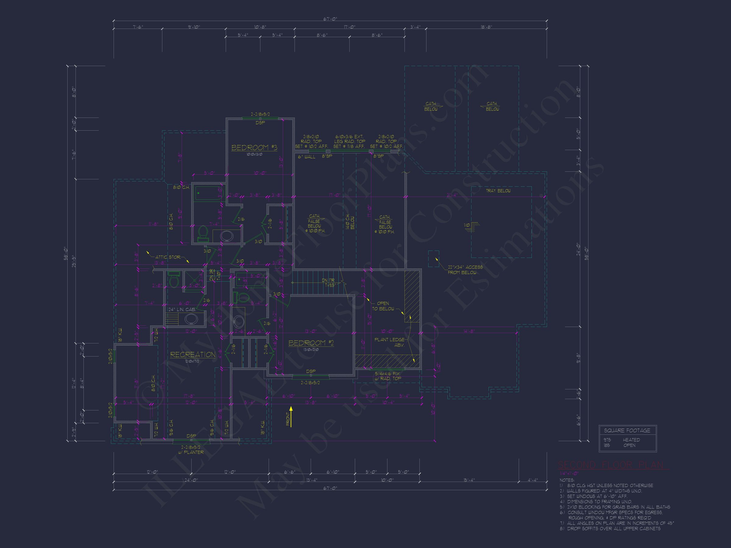 Spacious Home Plan with 2 Stories, 3 Bedrooms & CAD Designs