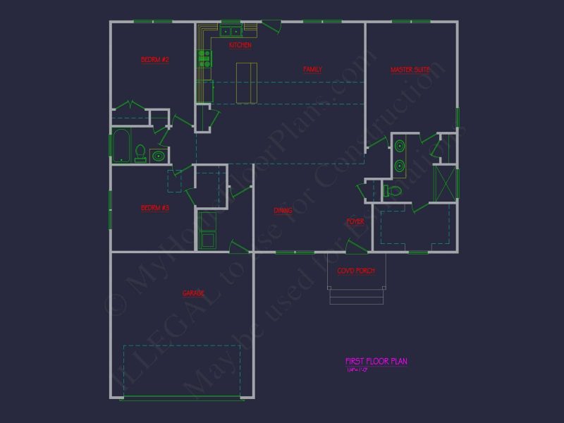 Modern CAD Home Design with Open Floor Plan and Garage