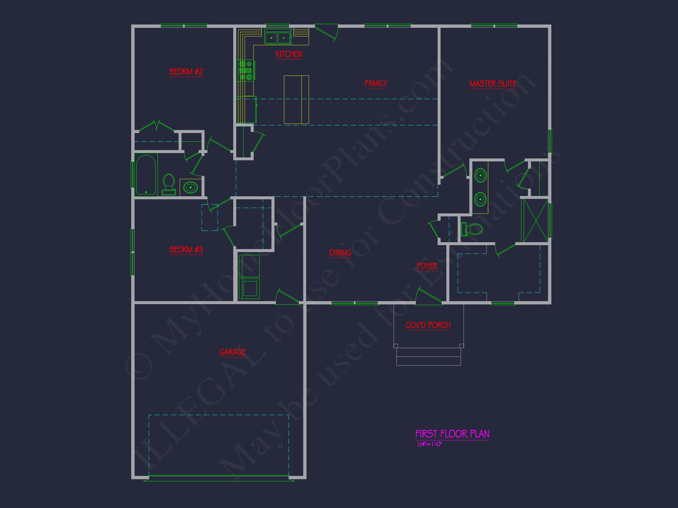 Modern CAD Home Design with Open Floor Plan and Garage