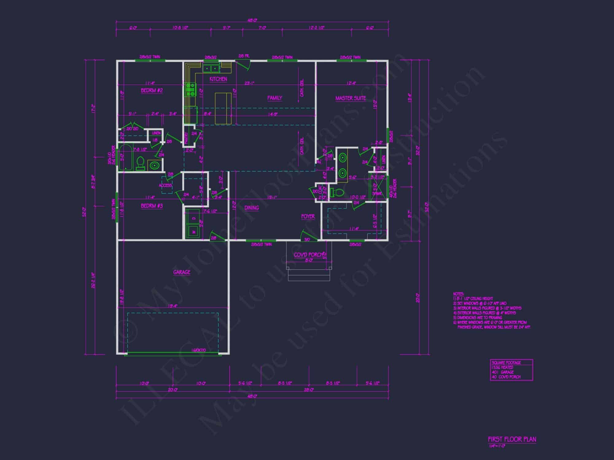 Modern CAD Home Design with Open Floor Plan and Garage