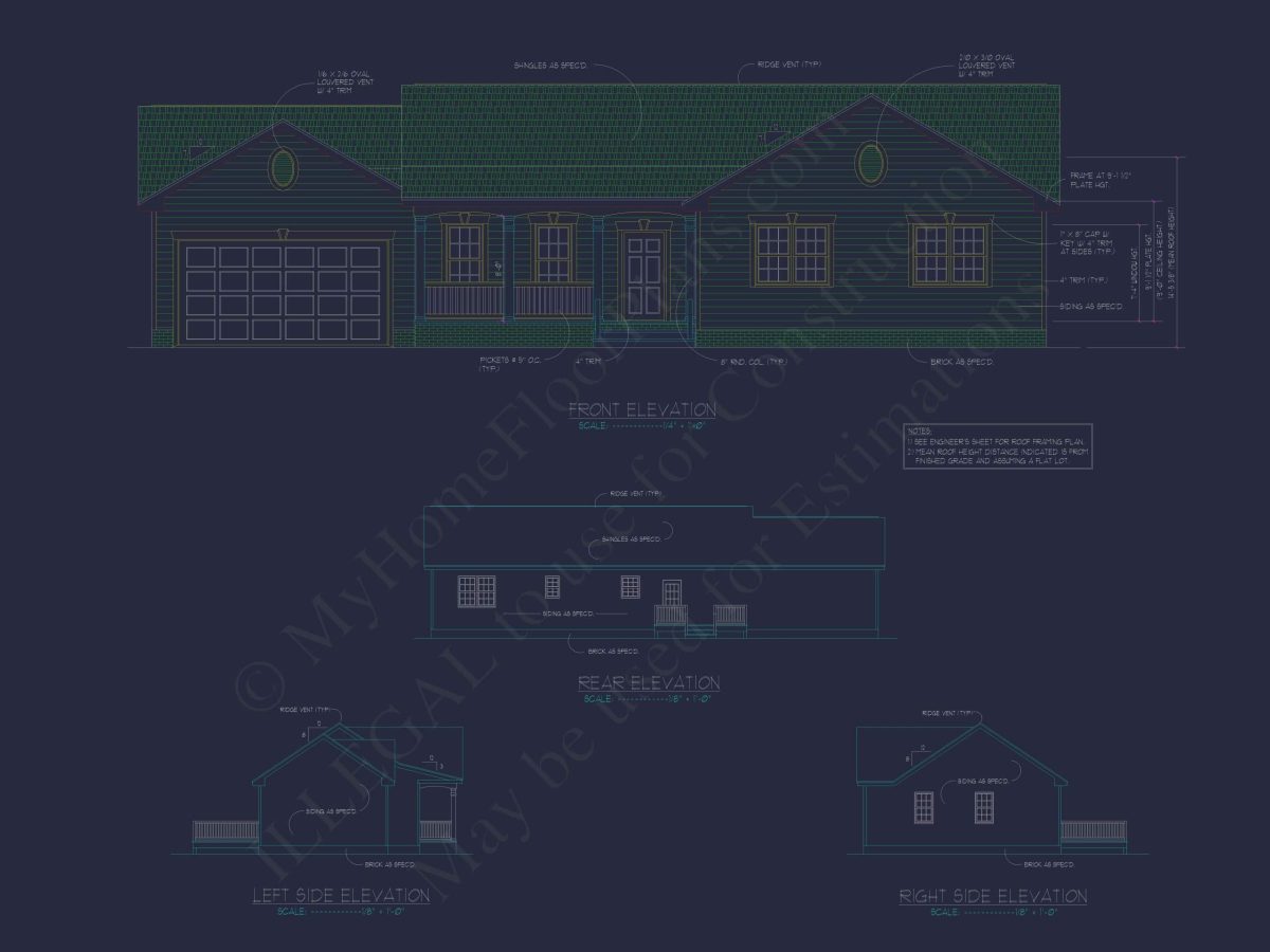 Beautiful Ranch House Floor Plan with CAD Designs & Blueprint