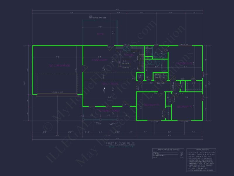Beautiful Ranch House Floor Plan with CAD Designs & Blueprint