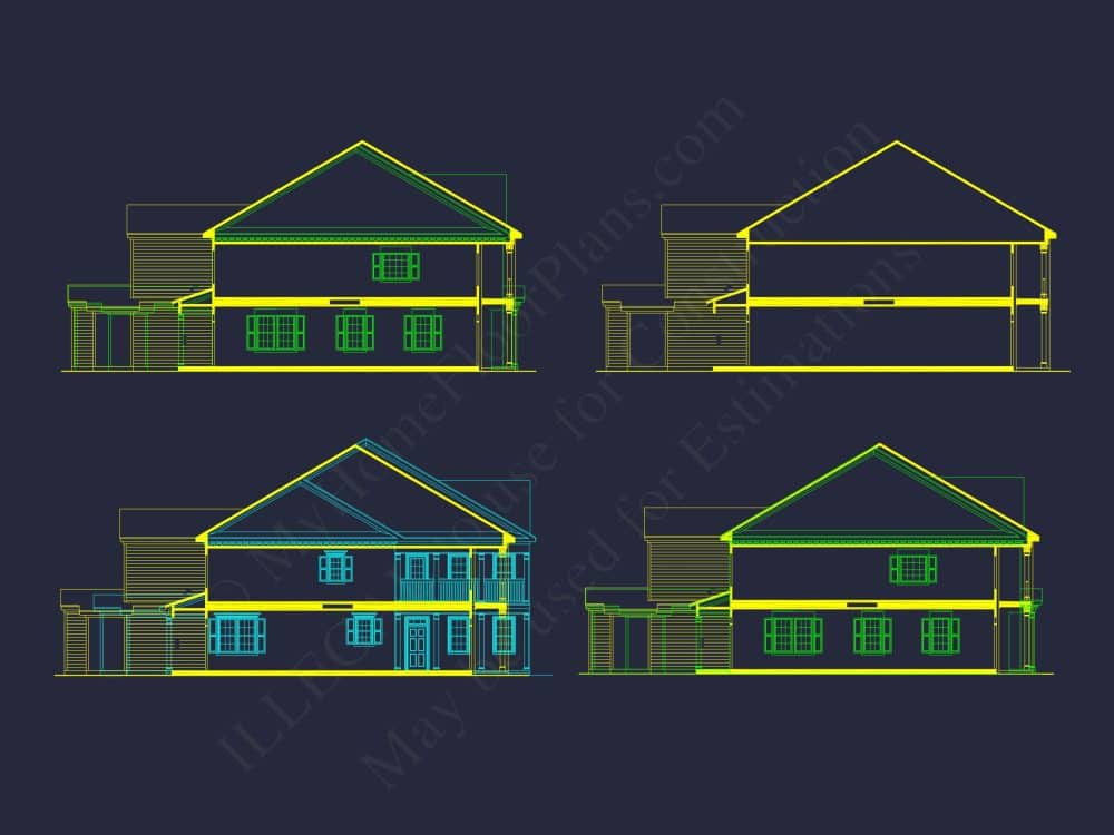 Colonial Revival Townhome Floor Plan with CAD Designs