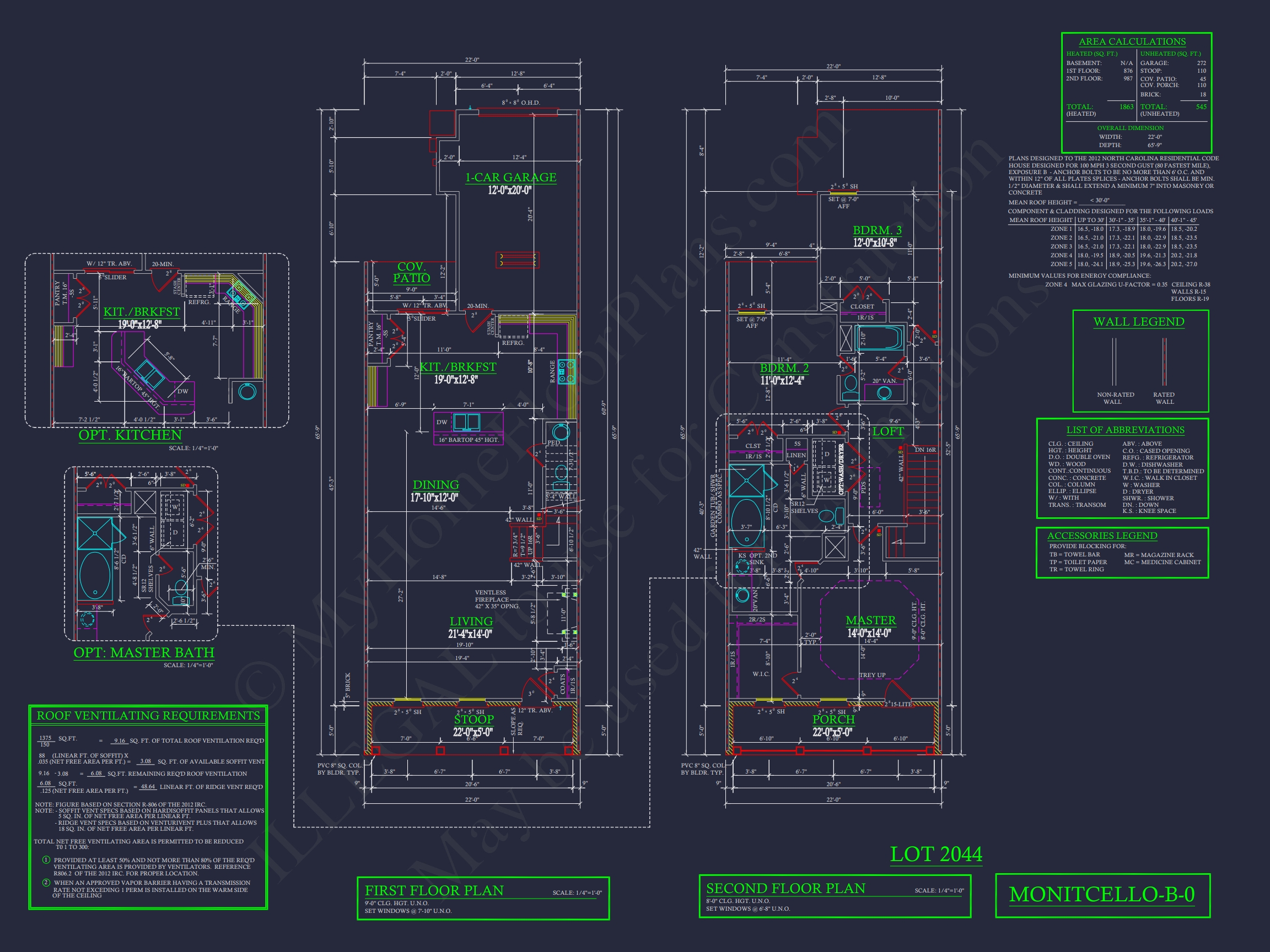 Colonial Revival Townhome Floor Plan with CAD Designs