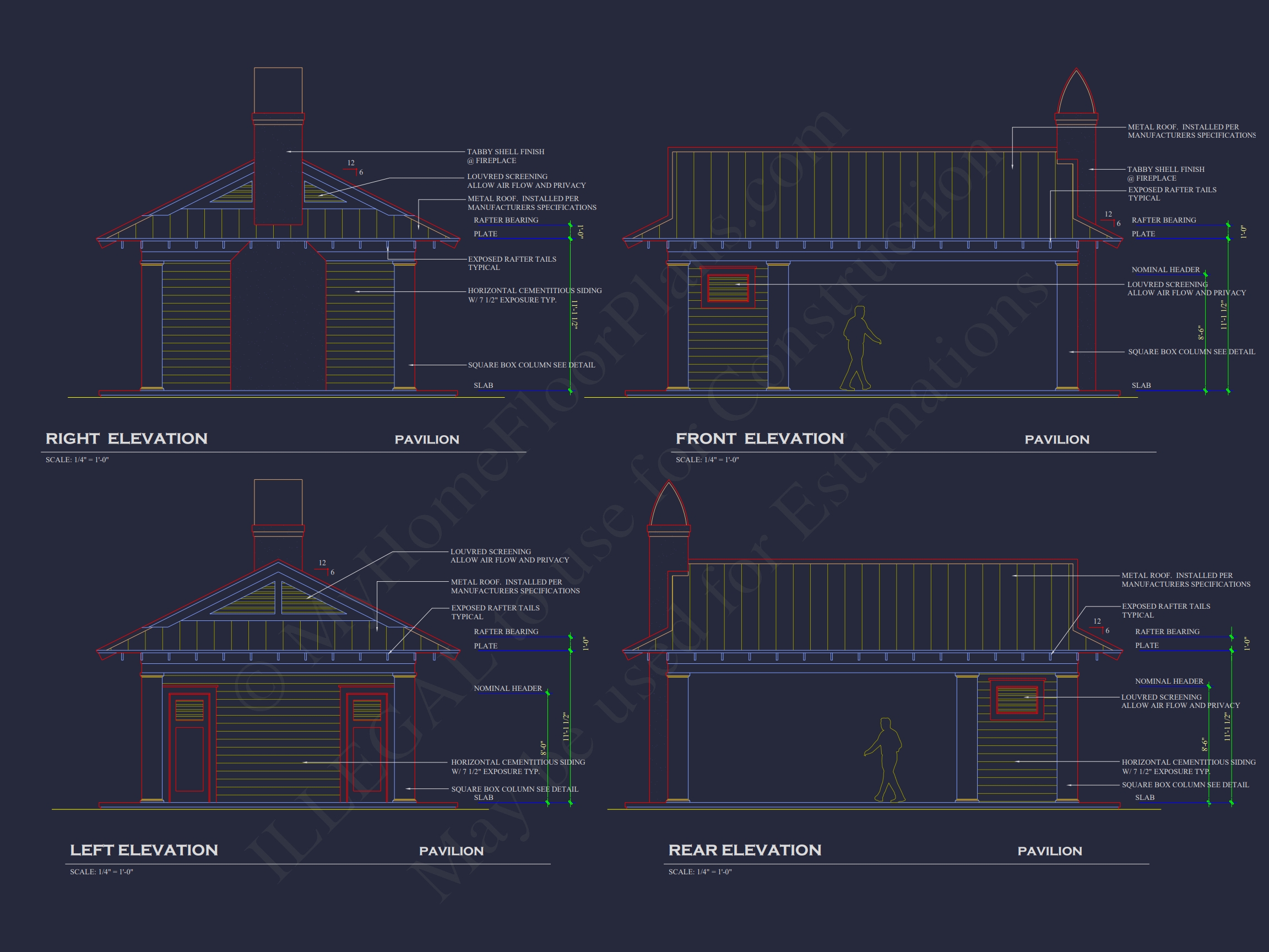 Elegant Pavilion Home Plan: Architectural Blueprint CAD Designs