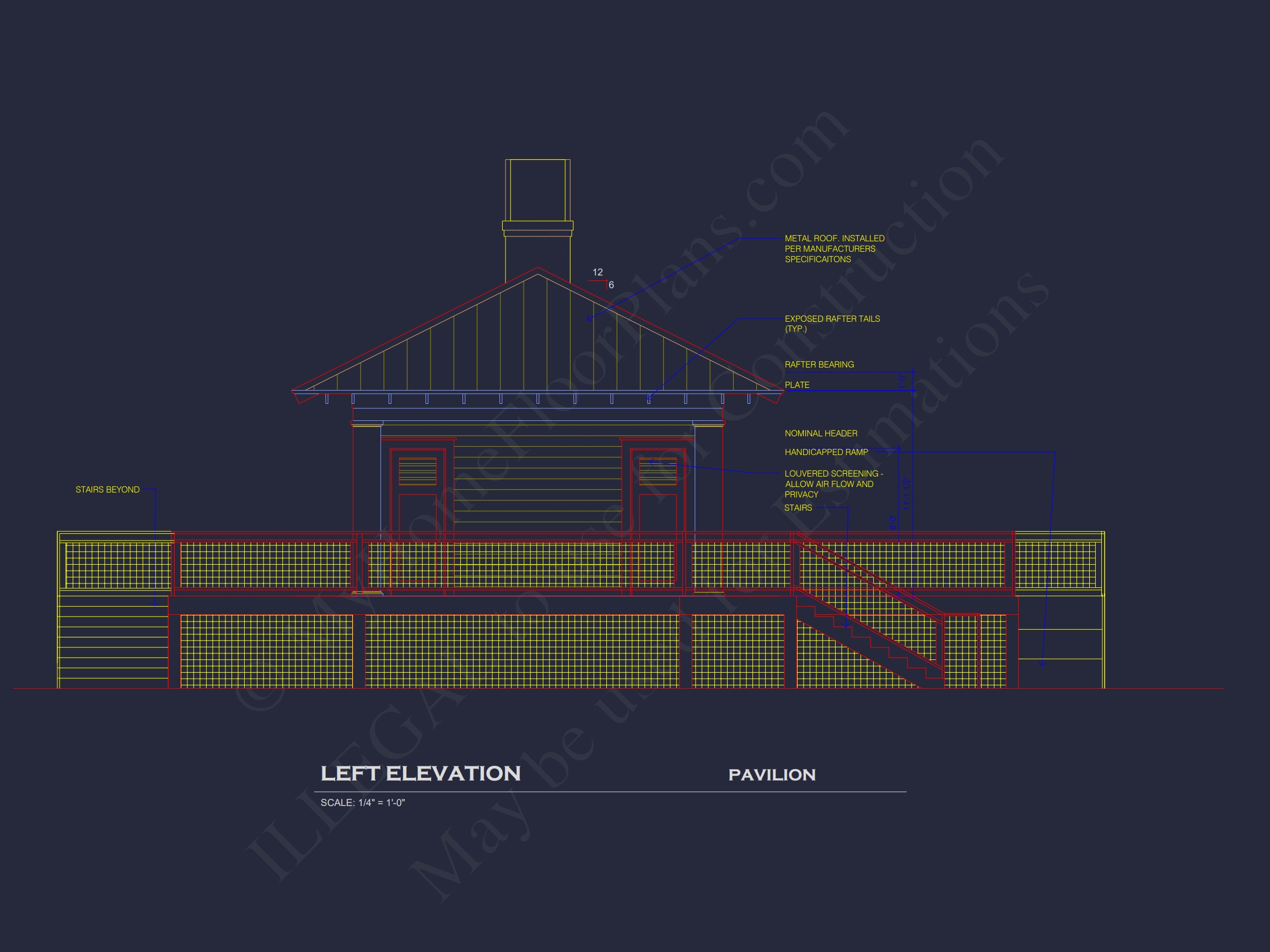Elegant Pavilion Home Plan: Architectural Blueprint CAD Designs