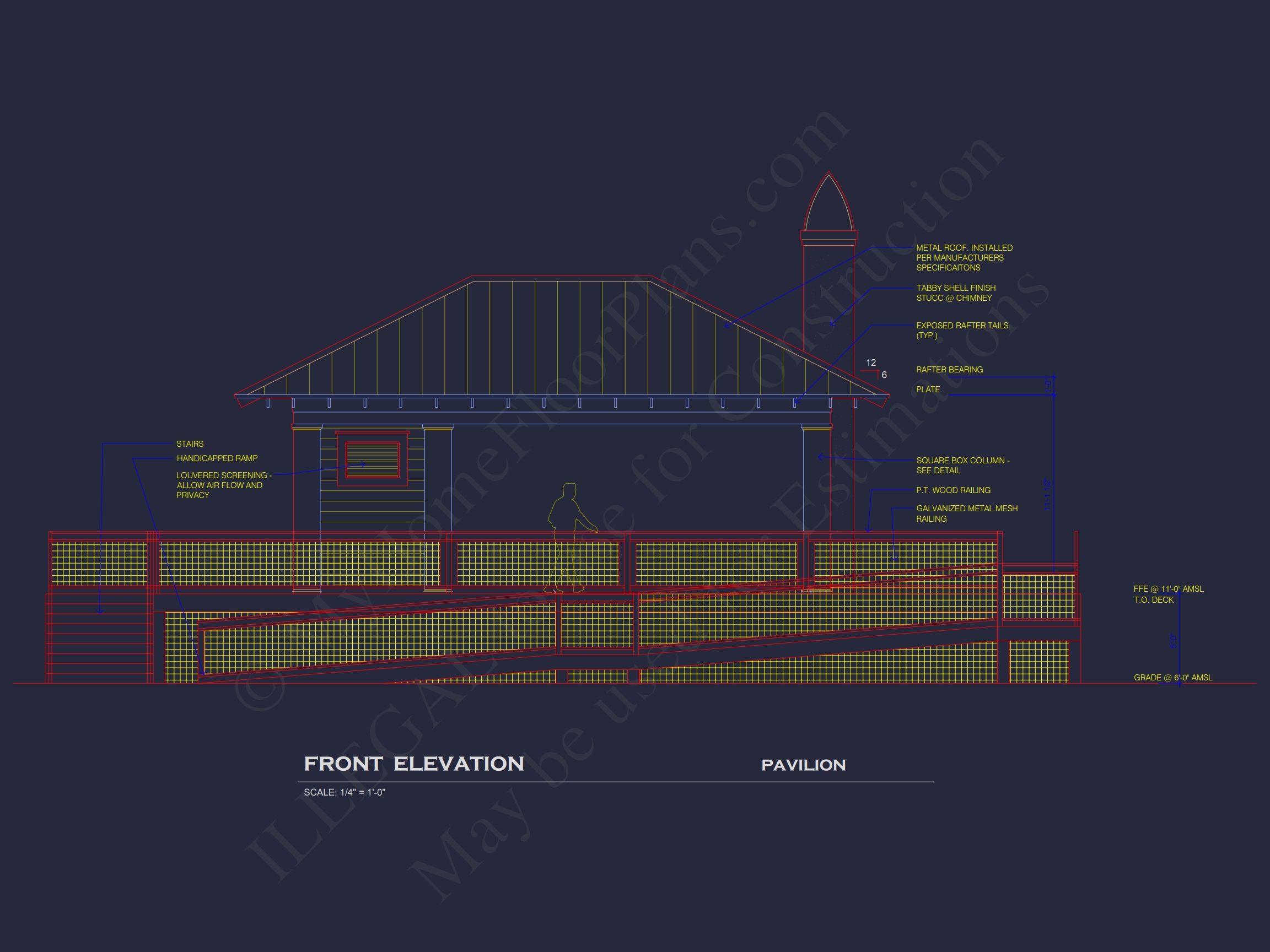 Elegant Pavilion Home Plan: Architectural Blueprint CAD Designs