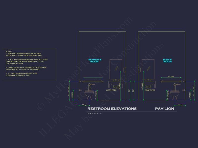 Elegant Pavilion Home Plan: Architectural Blueprint CAD Designs