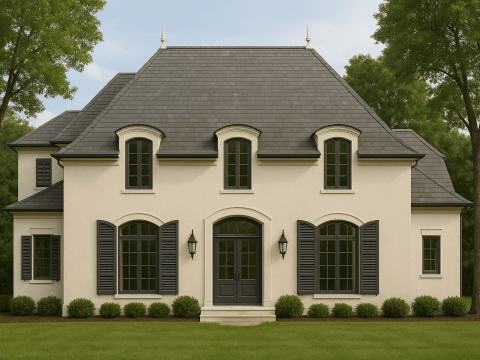 Elegant French Country House Plan with 2 Stories and Vaulted Ceilings
