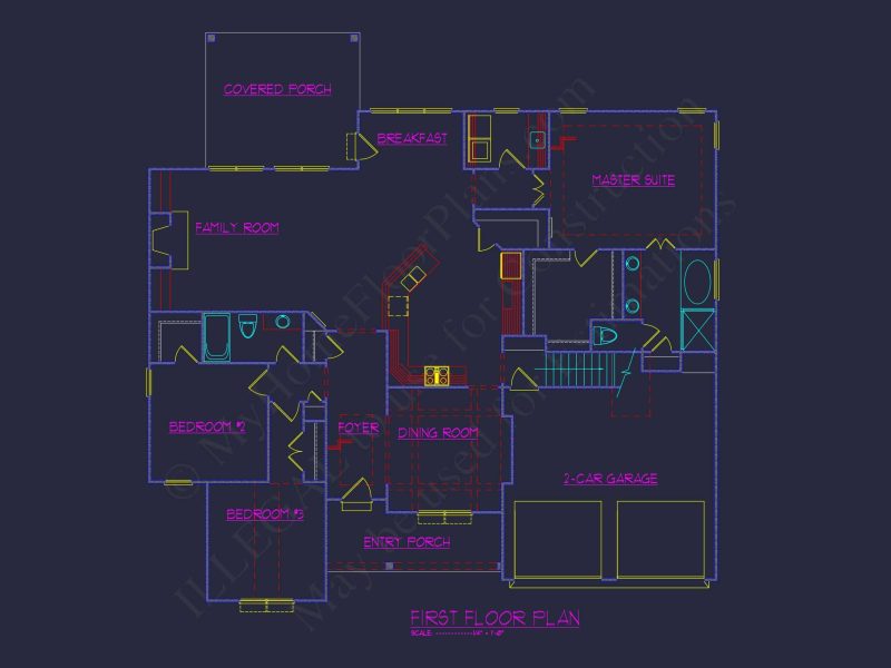 1.5-Story House Plan with Open Layout and CAD Blueprints