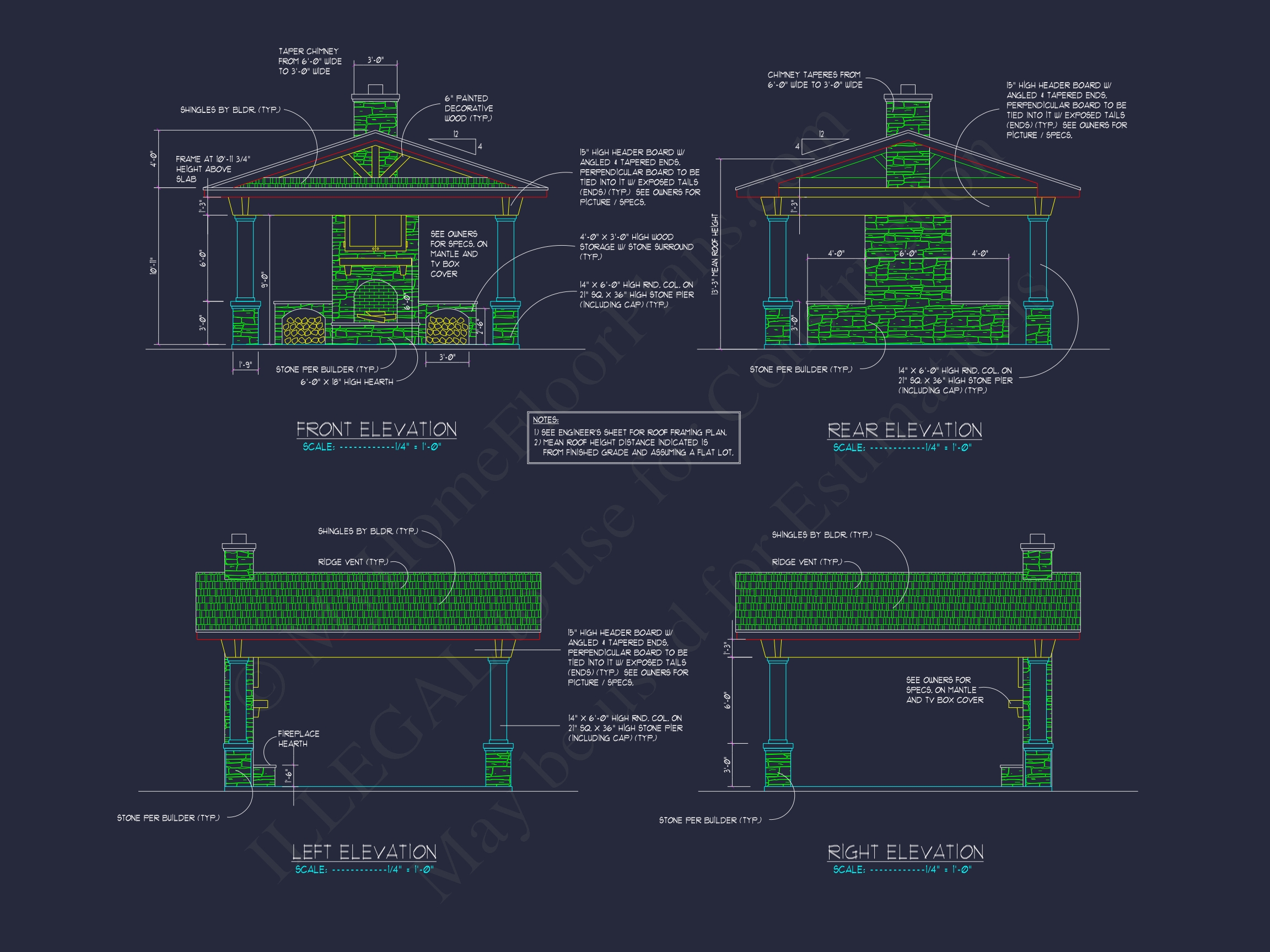 Cozy Cabana House Plan – Vaulted Ceiling, Outdoor Fireplace & CAD Blueprints