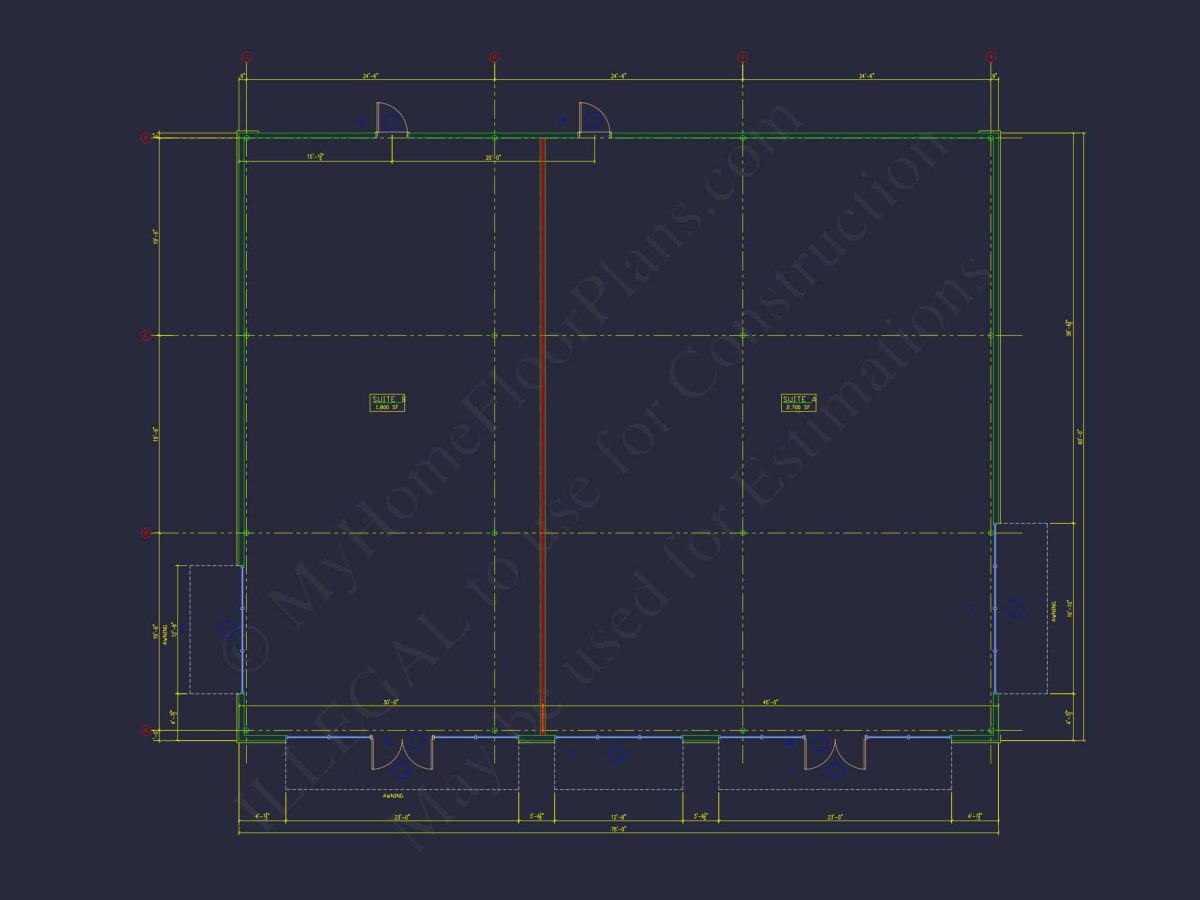 Modern Commercial Building Blueprint with CAD Designs