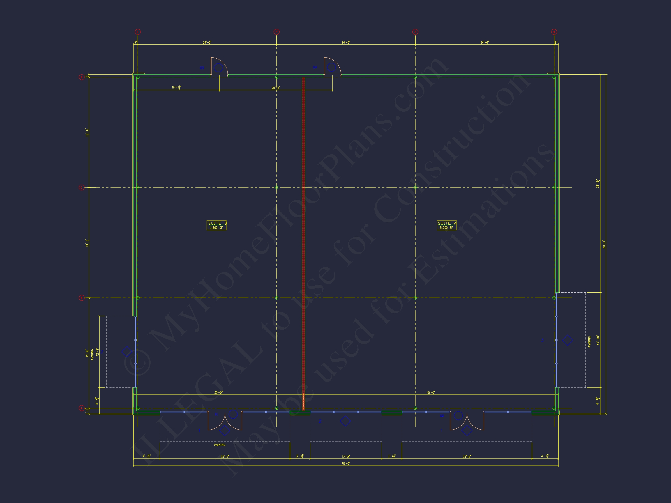 Modern Commercial Building Blueprint with CAD Designs