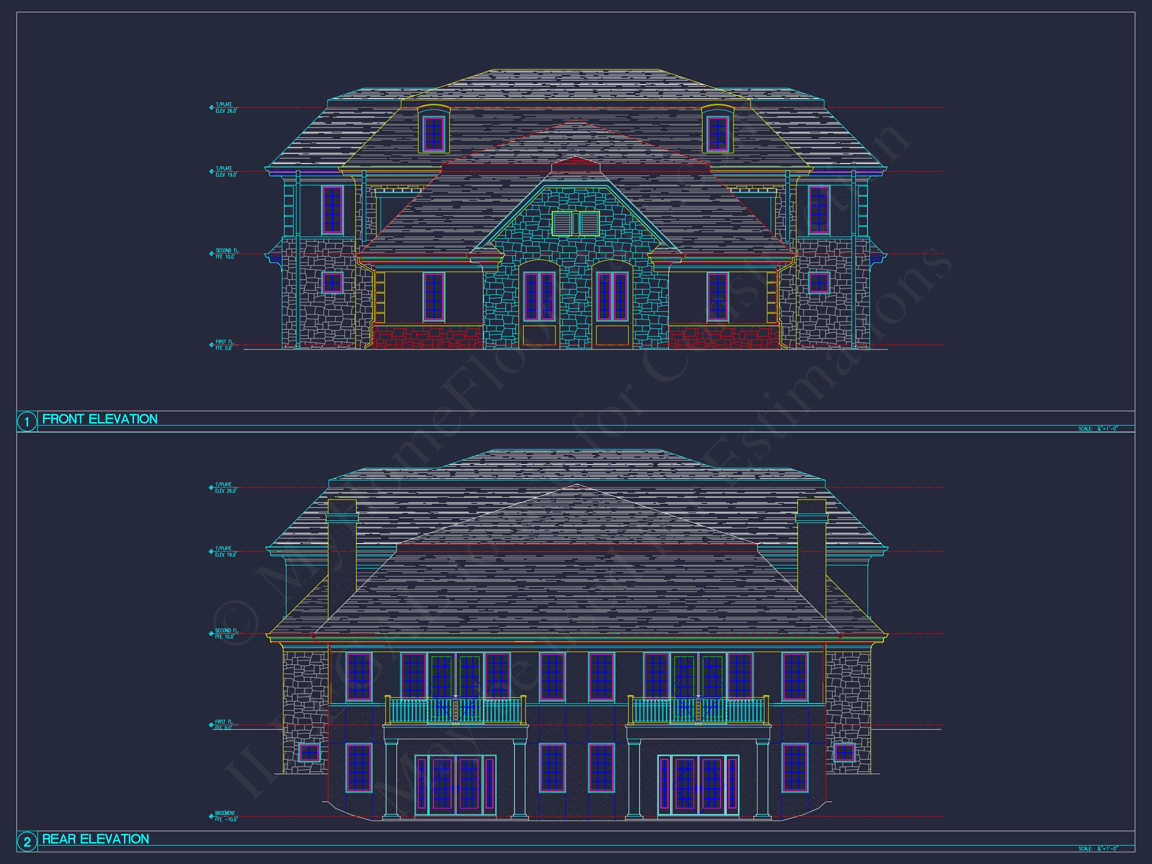 Elegant Duplex House Plan with Colonial Revival Architecture