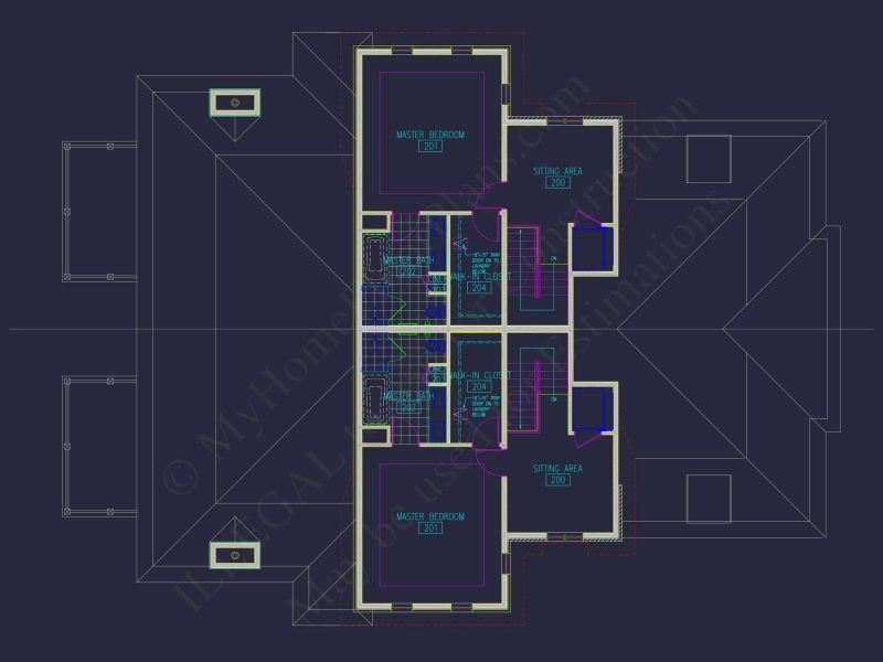 Elegant Duplex House Plan with Colonial Revival Architecture