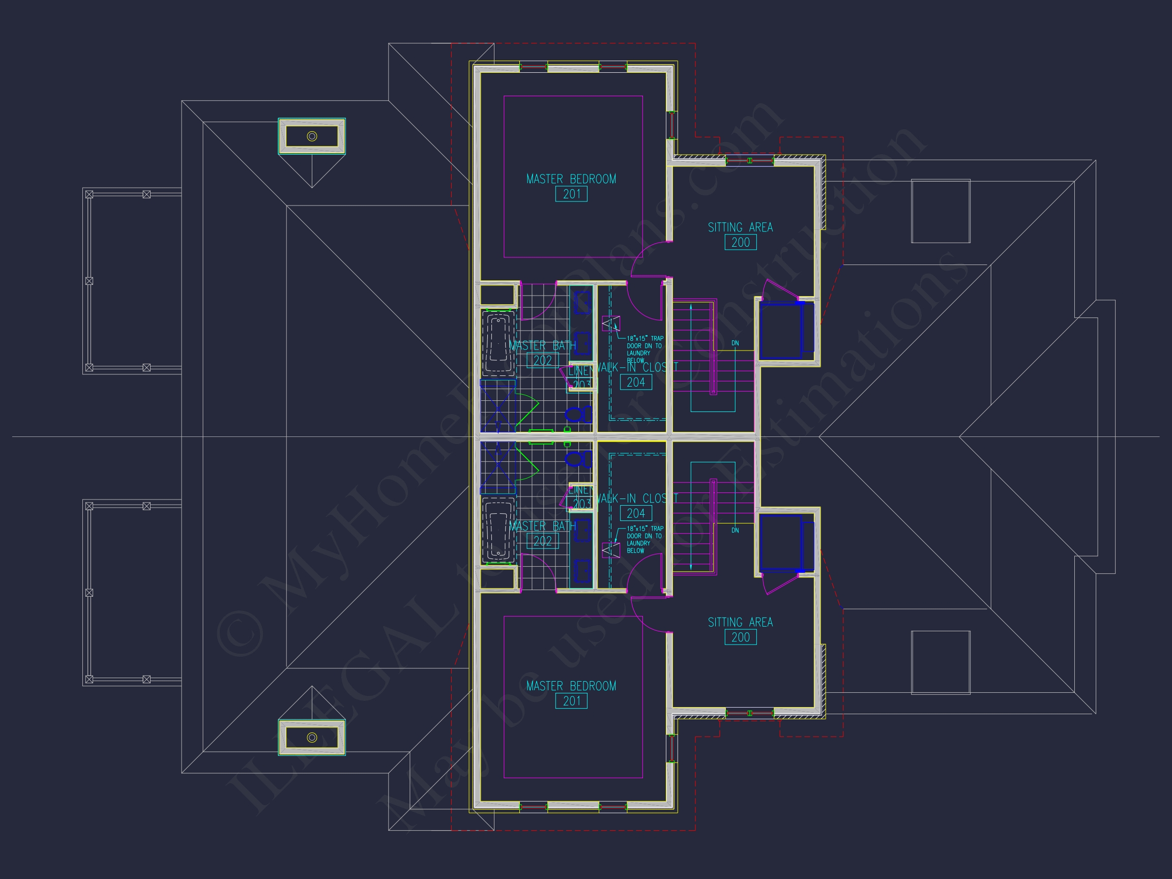 Elegant Duplex House Plan with Colonial Revival Architecture