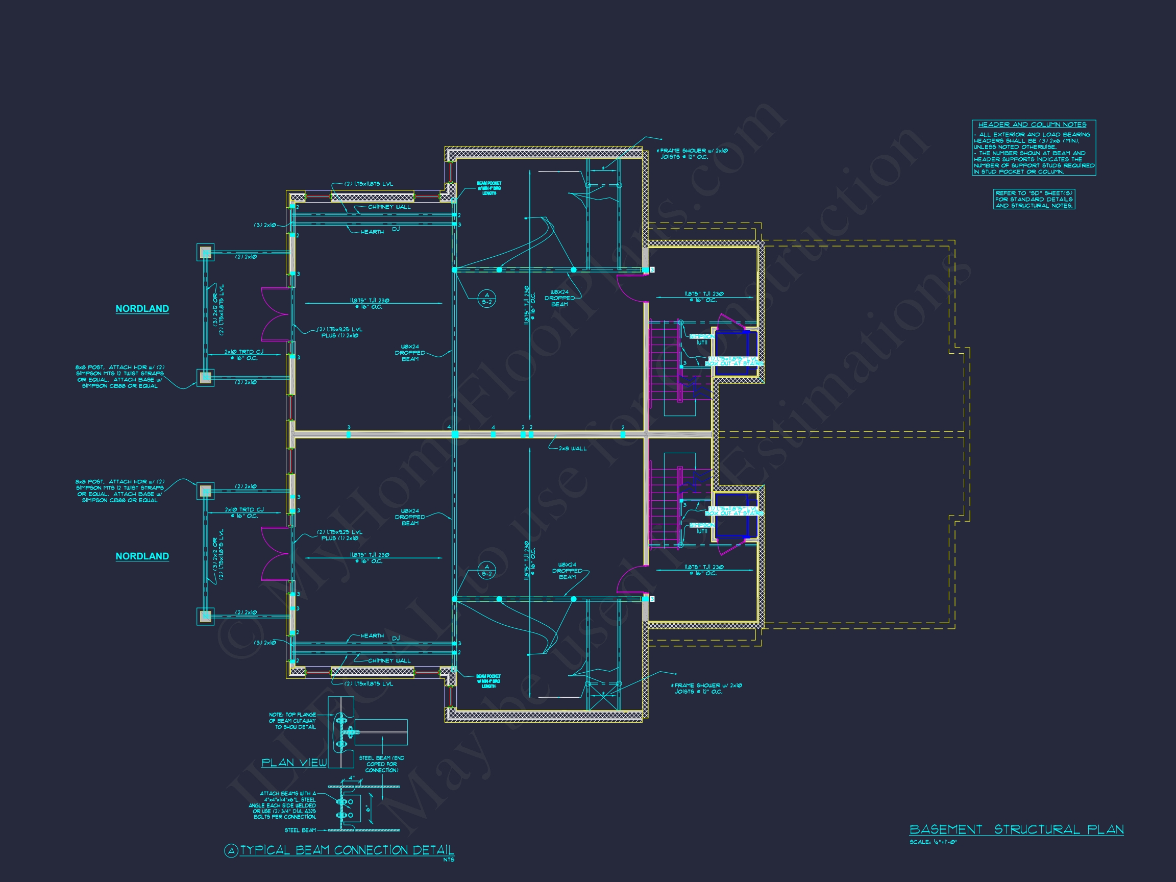 Elegant Duplex House Plan with Colonial Revival Architecture
