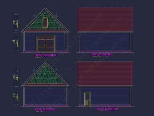 Functional Garage Floor Plan with 2 Bays and CAD Blueprint Designs