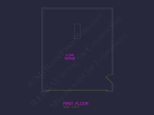 Functional Garage Floor Plan with 2 Bays and CAD Blueprint Designs