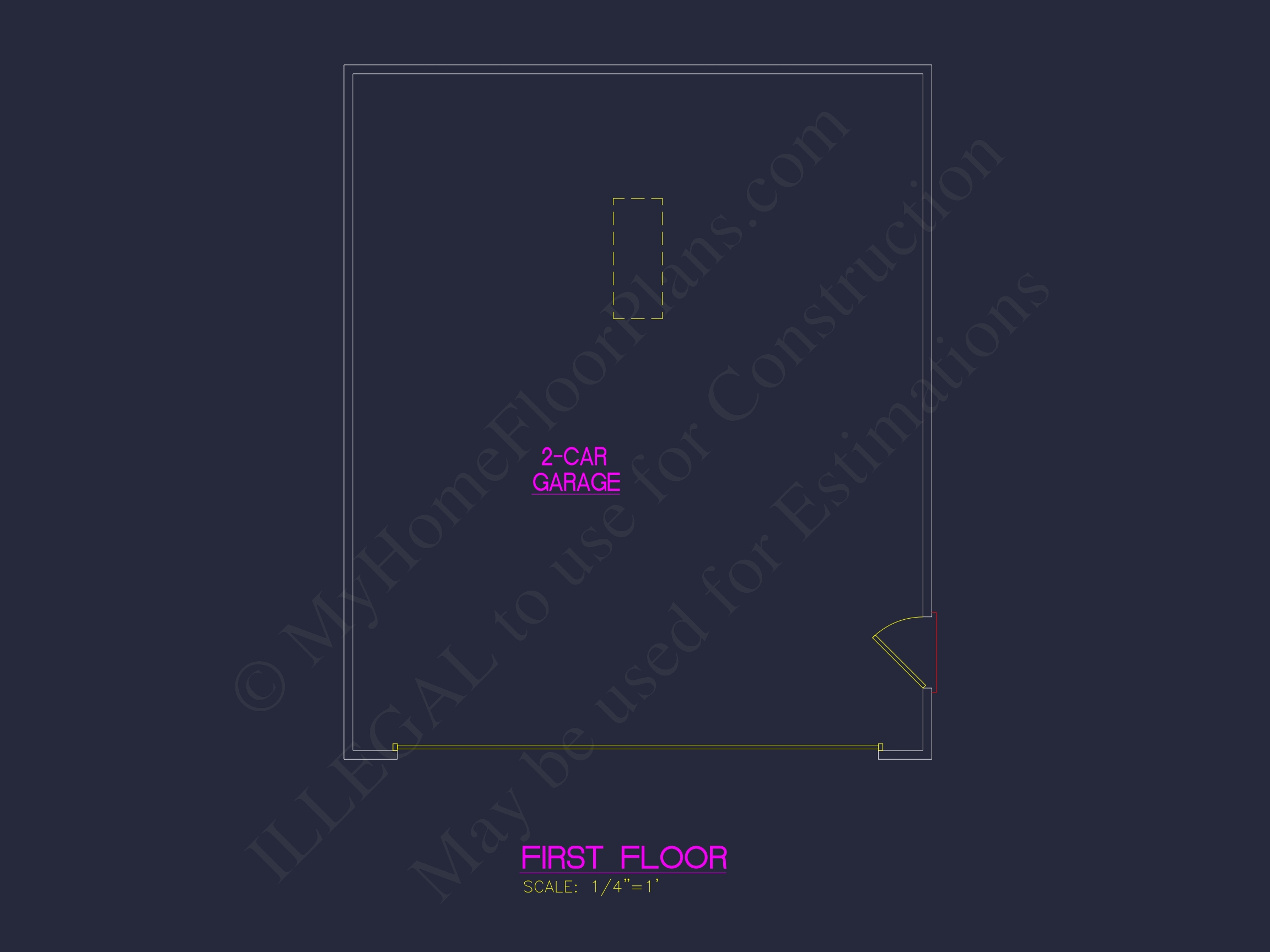 Functional Garage Floor Plan with 2 Bays and CAD Blueprint Designs