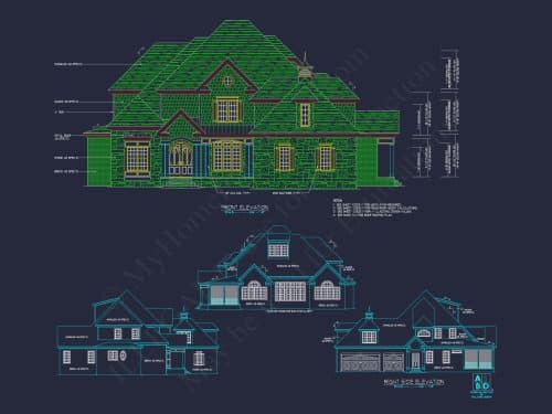 Elegant 2-Story House Plan with Vaulted Ceilings and Outdoor Living
