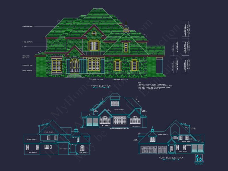 Elegant 2-Story House Plan with Vaulted Ceilings and Outdoor Living
