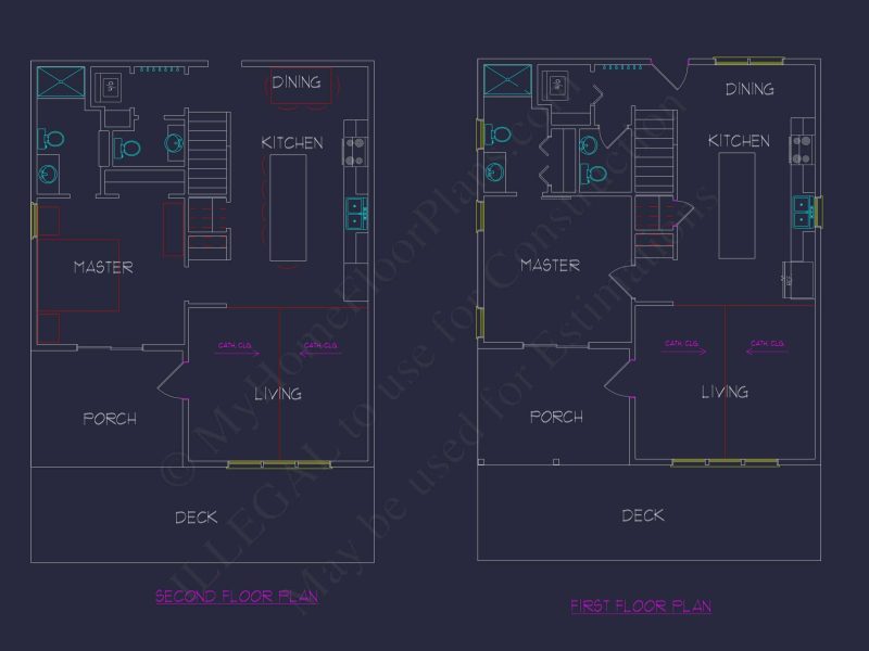 Cozy 2-Story Cabin Floor Plan with Vaulted Ceilings & Wraparound Porch