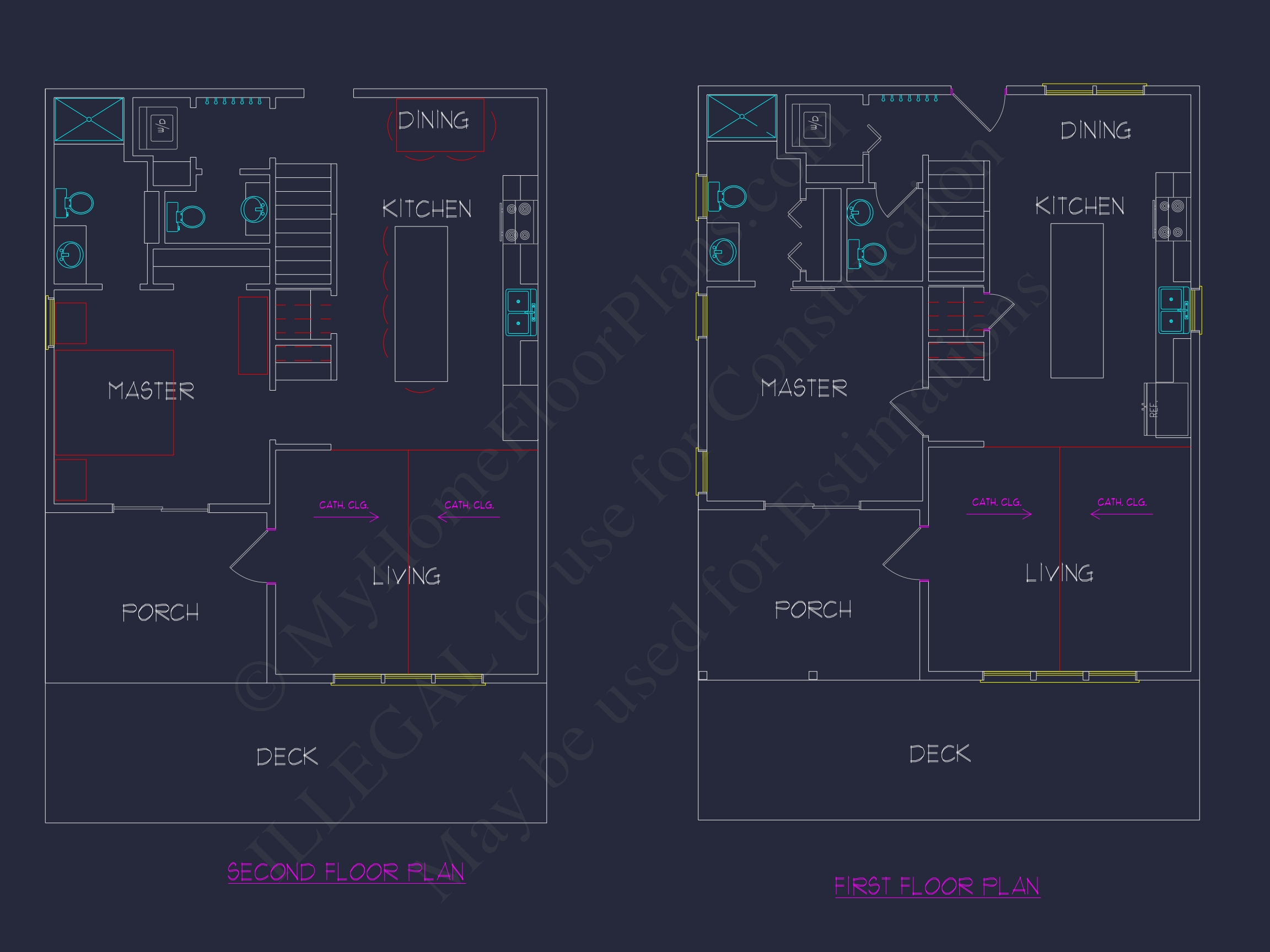 Cozy 2-Story Cabin Floor Plan with Vaulted Ceilings & Wraparound Porch