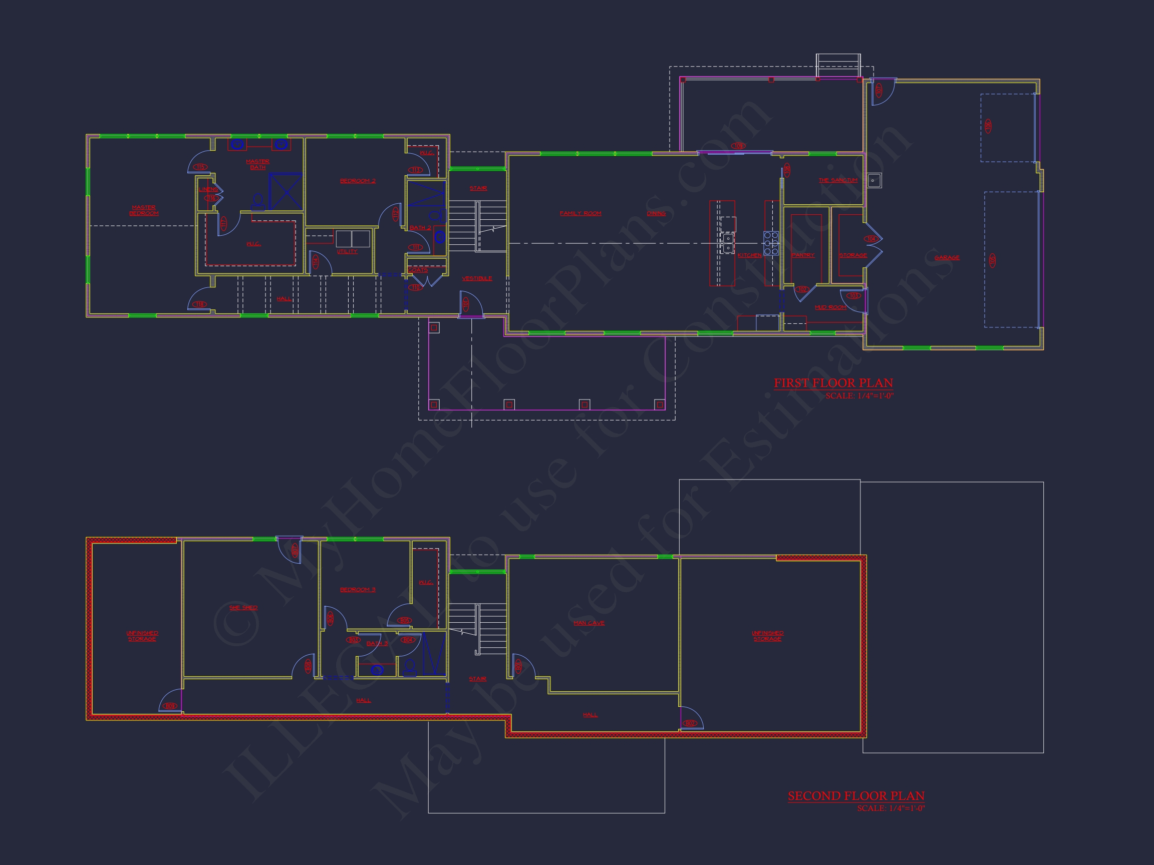 Modern 2-Story House Plan with Open Layout & CAD Blueprints