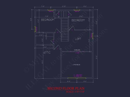 Cozy 2-Story Cabin Floor Plan with Vaulted Ceilings & Wraparound Porch