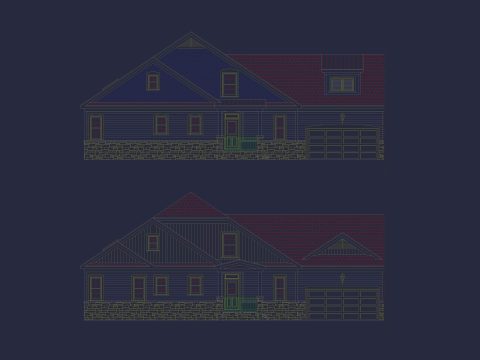 Modern 1.5-Story Duplex House Plan with CAD Designs & Vaulted Living Spaces