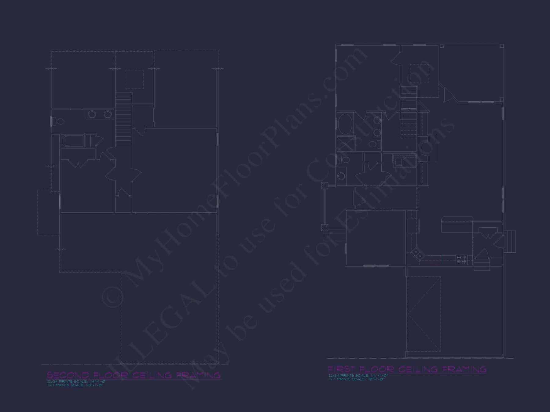 Modern 1.5-Story Duplex House Plan with CAD Designs & Vaulted Living Spaces