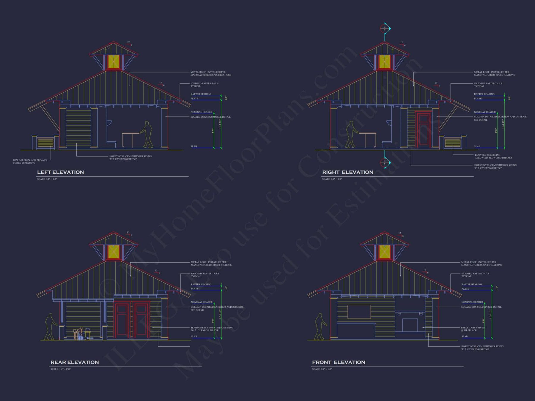 Modern Pool House Plan with Floor Plan and CAD Designs