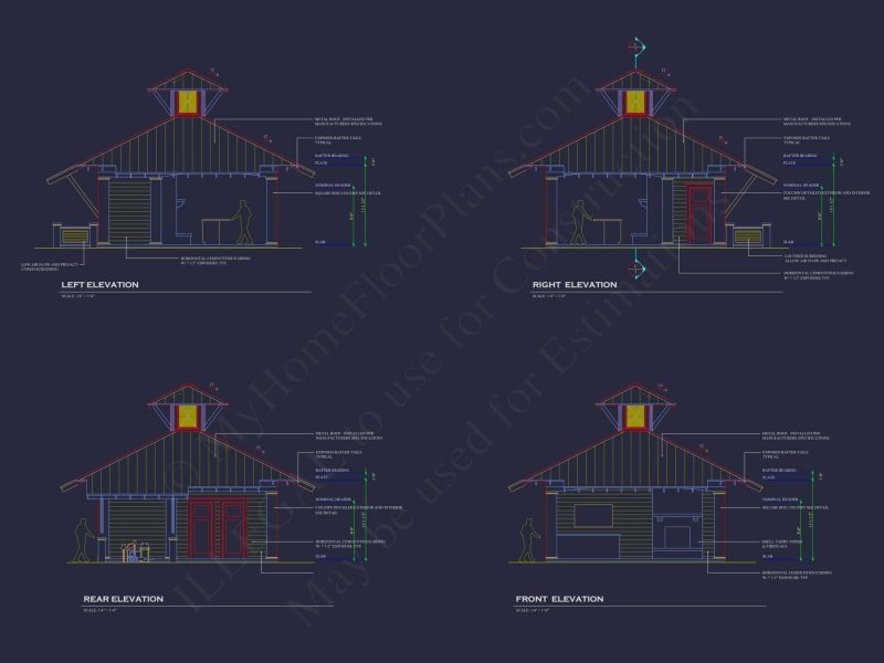 Modern Pool House Plan with Floor Plan and CAD Designs