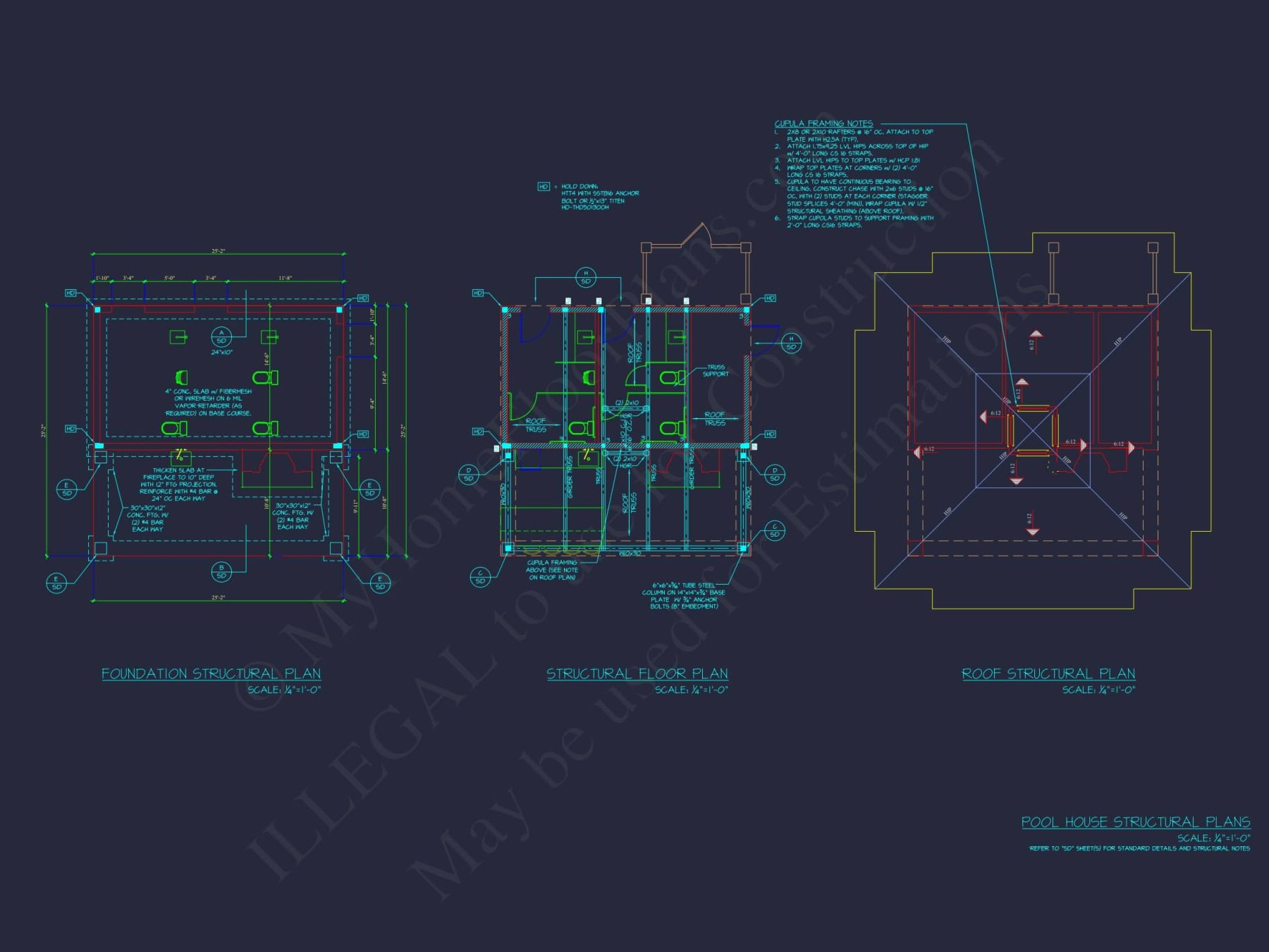Modern Pool House Plan with Floor Plan and CAD Designs