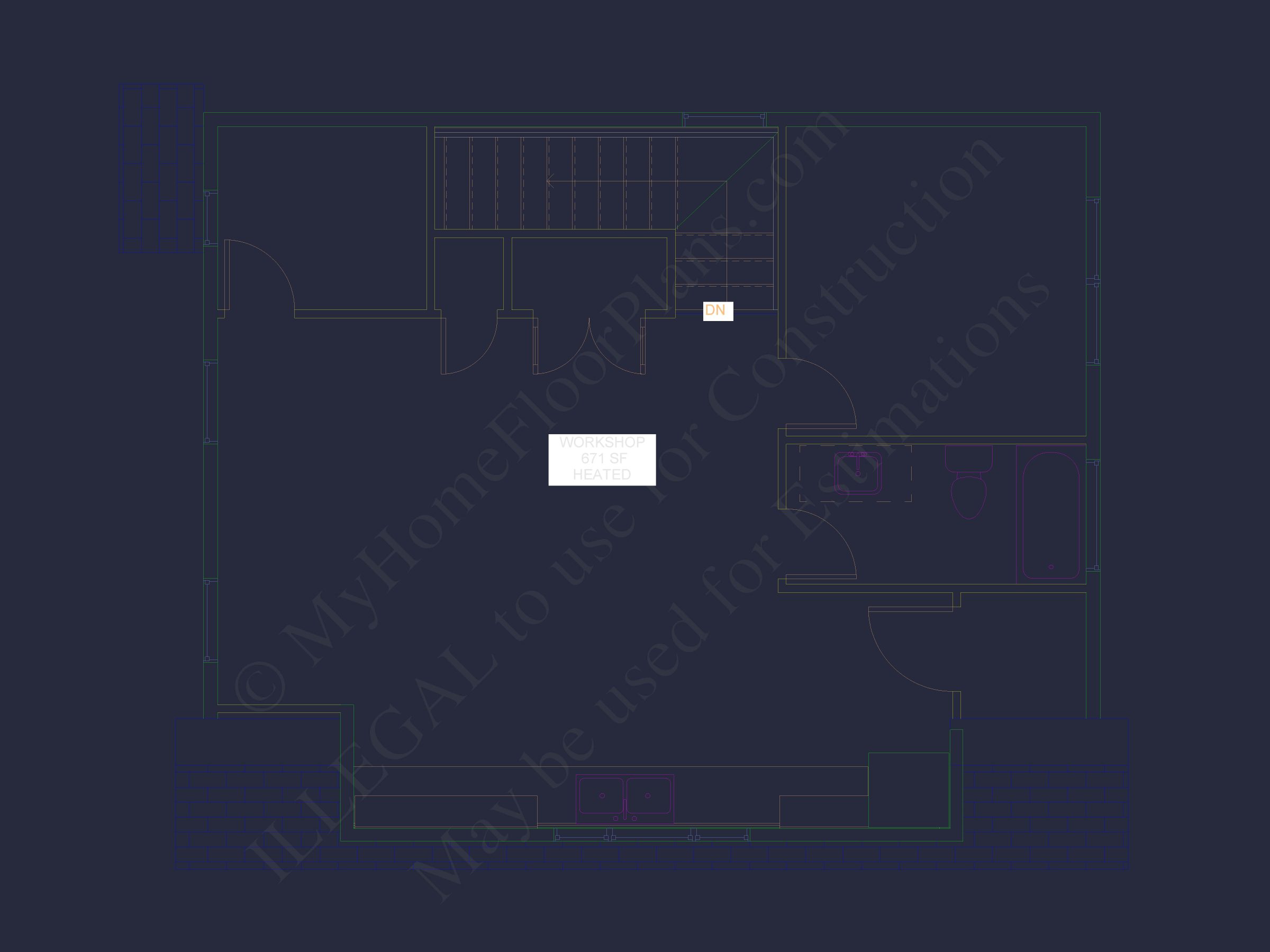 Modern Garage Home Plan with Heated Gym & Workshop