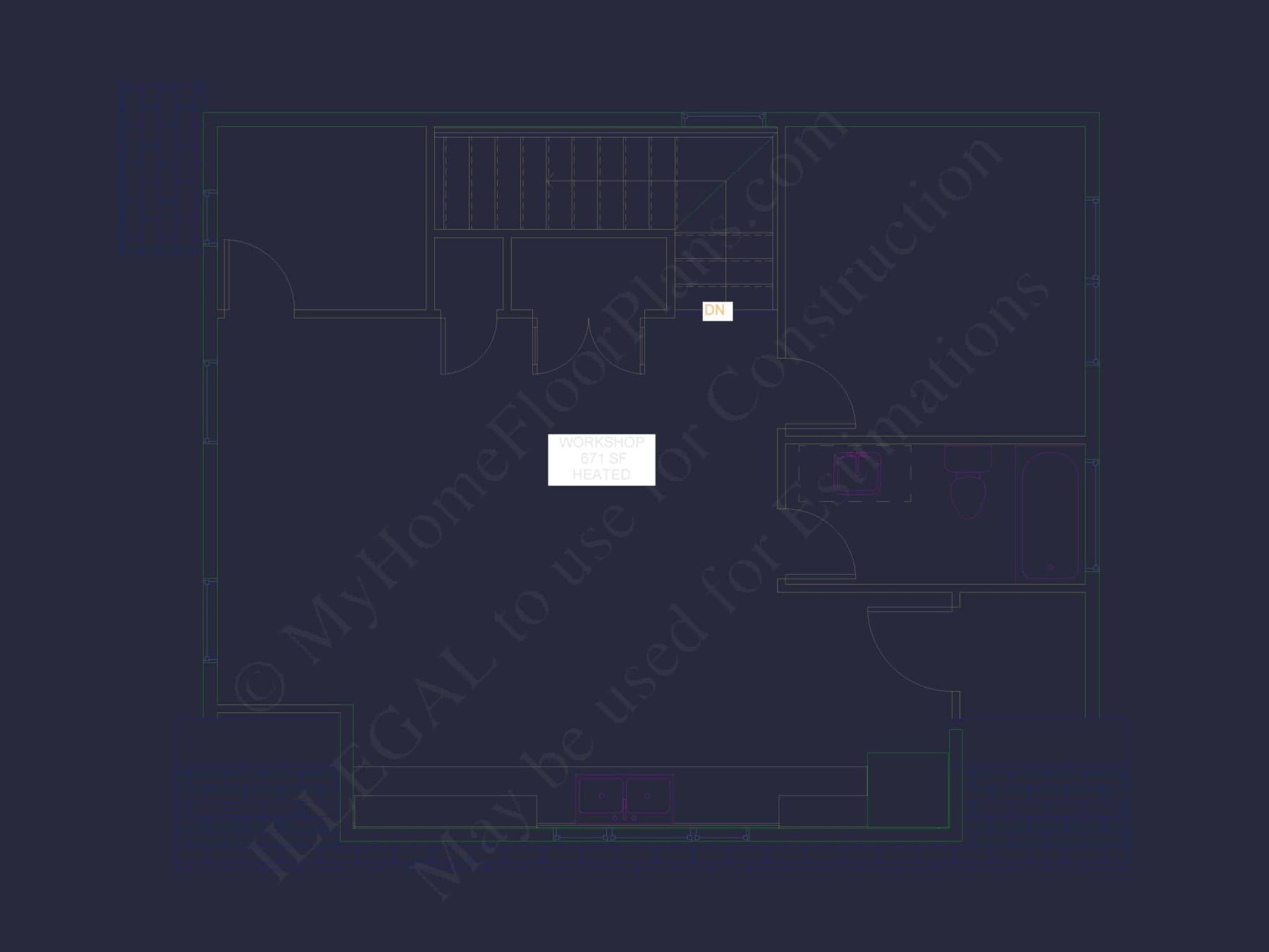 Modern Garage Home Plan with Heated Gym & Workshop