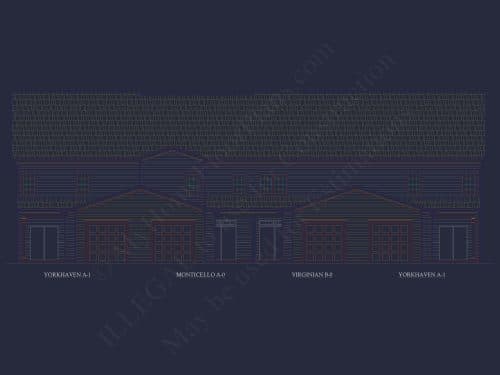 Colonial Revival Home Plan with 2 Stories, Covered Porches & CAD Blueprints