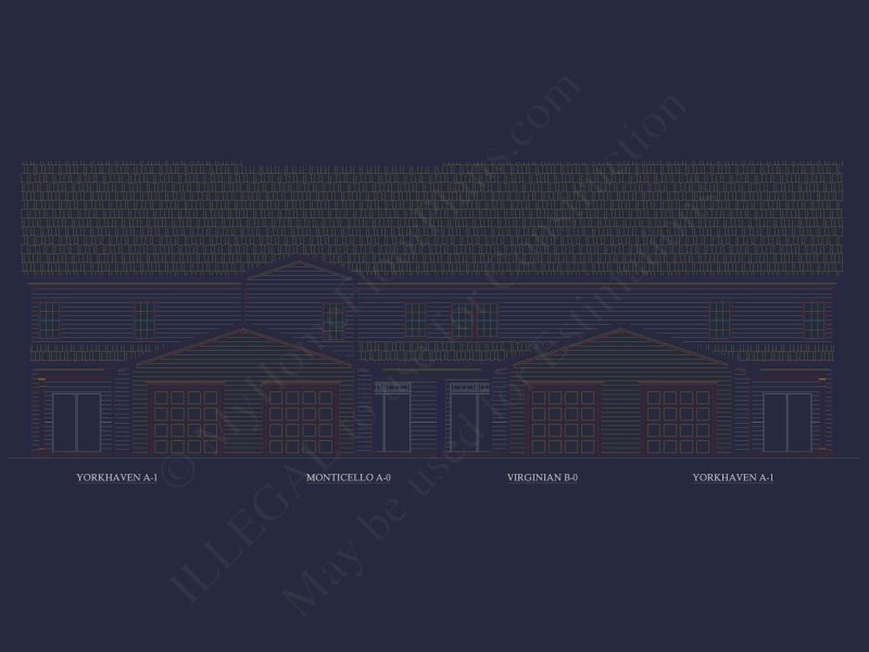 Colonial Revival Home Plan with 2 Stories, Covered Porches & CAD Blueprints