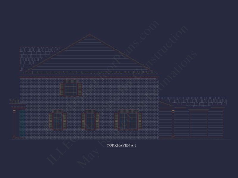 Colonial Revival Home Plan with 2 Stories, Covered Porches & CAD Blueprints