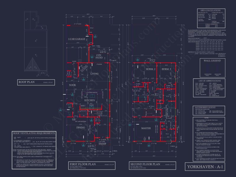 Colonial Revival Home Plan with 2 Stories, Covered Porches & CAD Blueprints