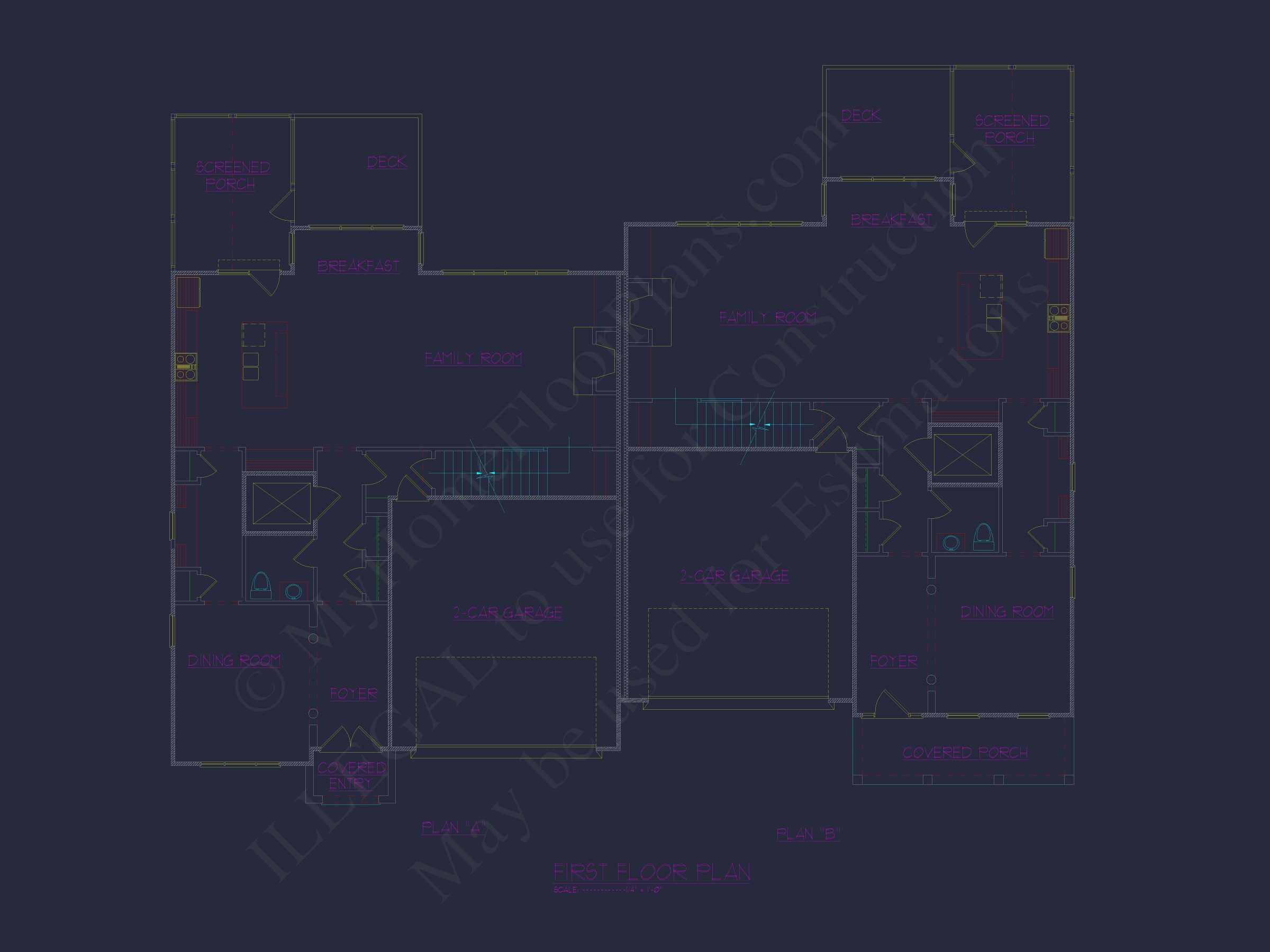 Modern Duplex Home Plan with CAD Blueprints & Flexible Layout