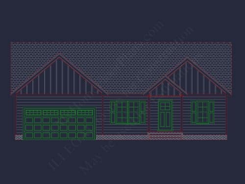 Craftsman Home Plan with 3 Bedrooms, Open Floor Layout, and CAD Blueprint Designs