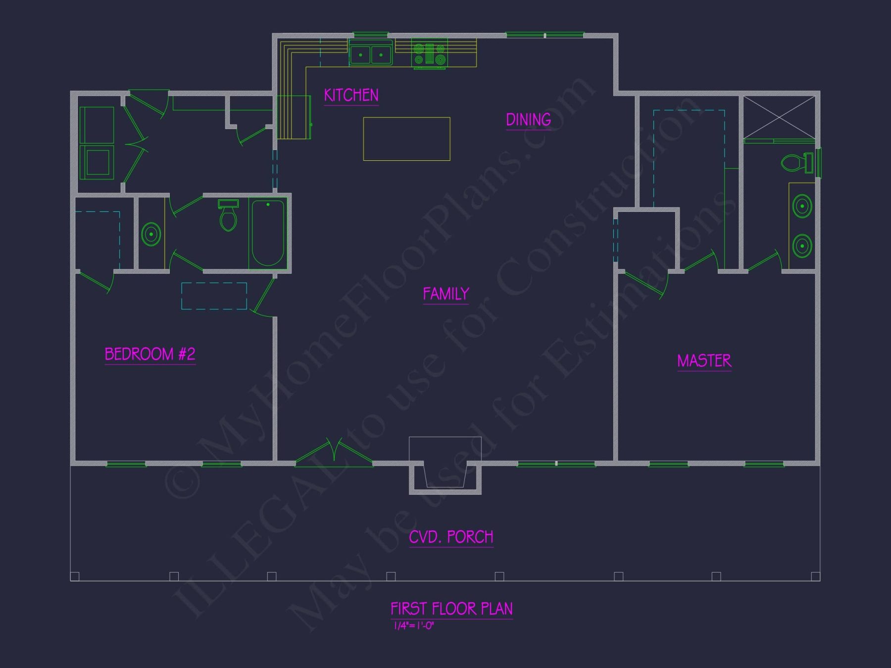1-Story House Plan with CAD Designs and Open Floor Layout